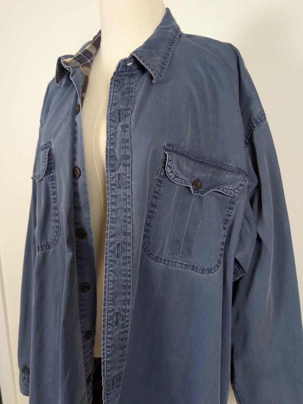 Redhead Lined Oversized Shacket Cotton Size 2XL Blue Relaxed Fit - Picture 12 of 14